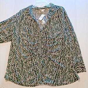 Cato Leopard Print Blouse22/24W. Very Cottage Core Boho 60% Cotton,40% Modal.